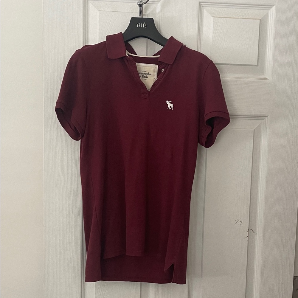 Abercrombie & Fitch Maroon Short Sleeve Polo